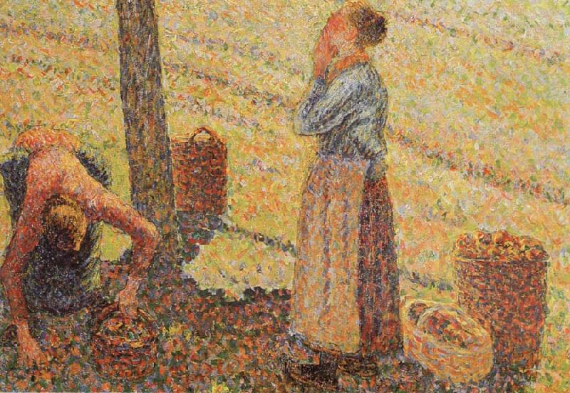 Detail of Pick  Apples, Camille Pissarro